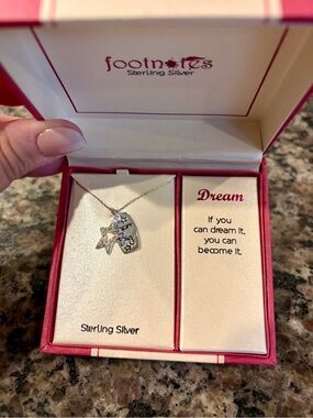 Sterling Silver 'Dream' Star & Tag Necklace in Silver